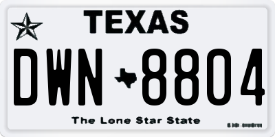 TX license plate DWN8804