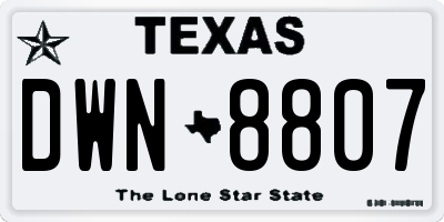 TX license plate DWN8807