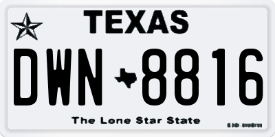TX license plate DWN8816