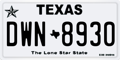 TX license plate DWN8930