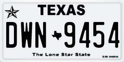 TX license plate DWN9454