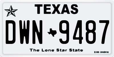 TX license plate DWN9487