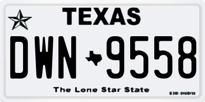 TX license plate DWN9558