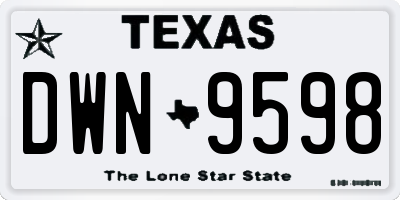 TX license plate DWN9598