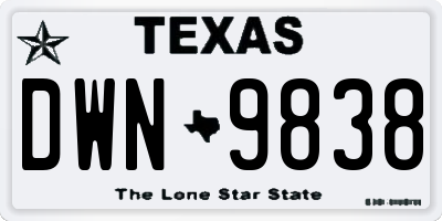 TX license plate DWN9838
