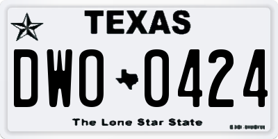 TX license plate DWO0424