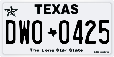 TX license plate DWO0425