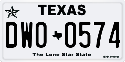 TX license plate DWO0574