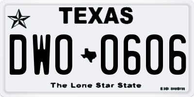 TX license plate DWO0606