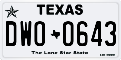 TX license plate DWO0643