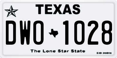 TX license plate DWO1028