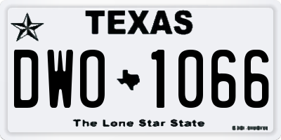 TX license plate DWO1066