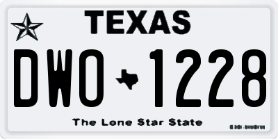 TX license plate DWO1228