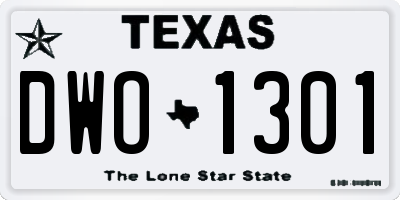 TX license plate DWO1301