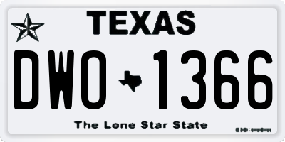 TX license plate DWO1366