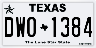 TX license plate DWO1384