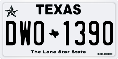 TX license plate DWO1390