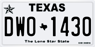 TX license plate DWO1430
