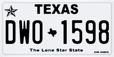 TX license plate DWO1598