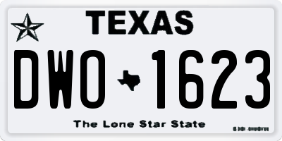 TX license plate DWO1623