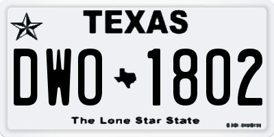 TX license plate DWO1802