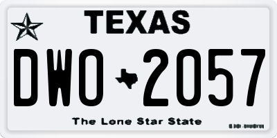 TX license plate DWO2057