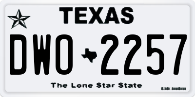 TX license plate DWO2257