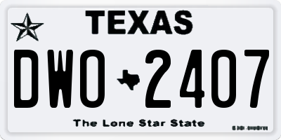 TX license plate DWO2407