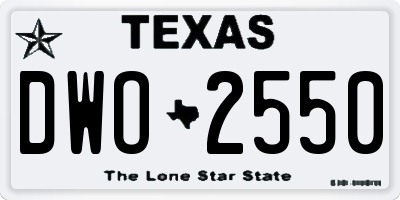 TX license plate DWO2550