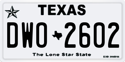 TX license plate DWO2602