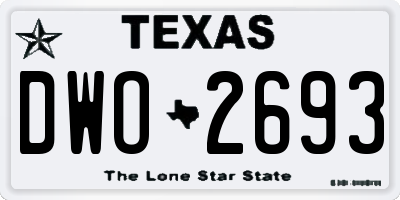 TX license plate DWO2693