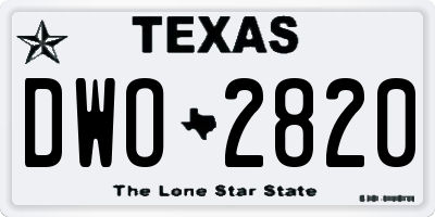 TX license plate DWO2820