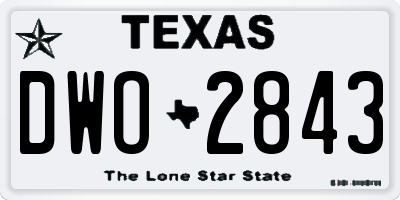 TX license plate DWO2843
