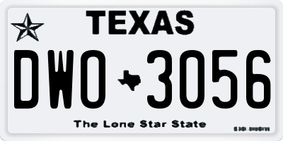 TX license plate DWO3056