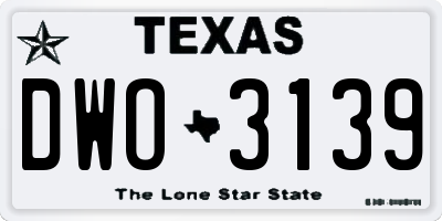 TX license plate DWO3139