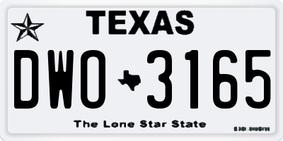 TX license plate DWO3165