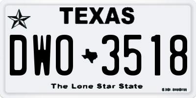 TX license plate DWO3518