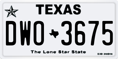 TX license plate DWO3675