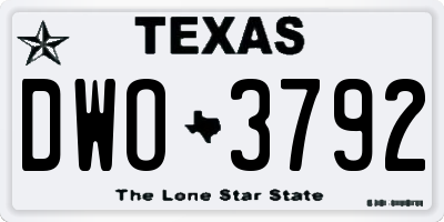 TX license plate DWO3792