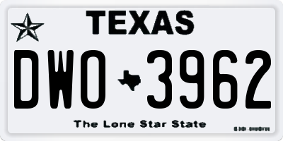 TX license plate DWO3962