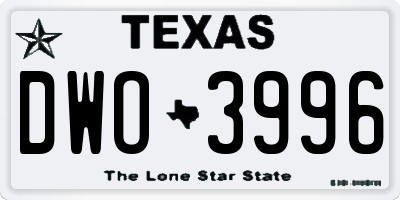 TX license plate DWO3996