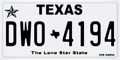 TX license plate DWO4194
