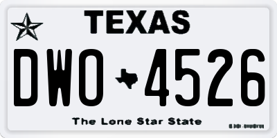 TX license plate DWO4526