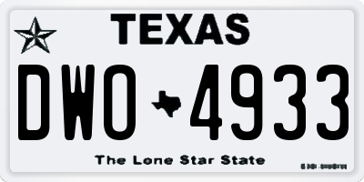 TX license plate DWO4933