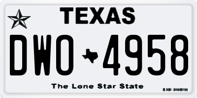 TX license plate DWO4958