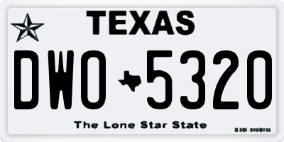 TX license plate DWO5320