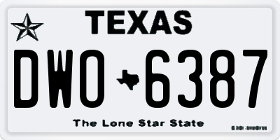 TX license plate DWO6387