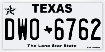 TX license plate DWO6762