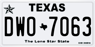 TX license plate DWO7063