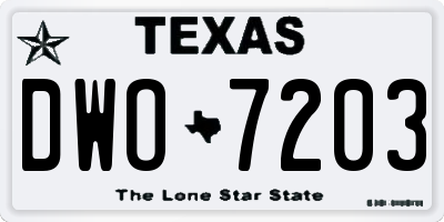 TX license plate DWO7203